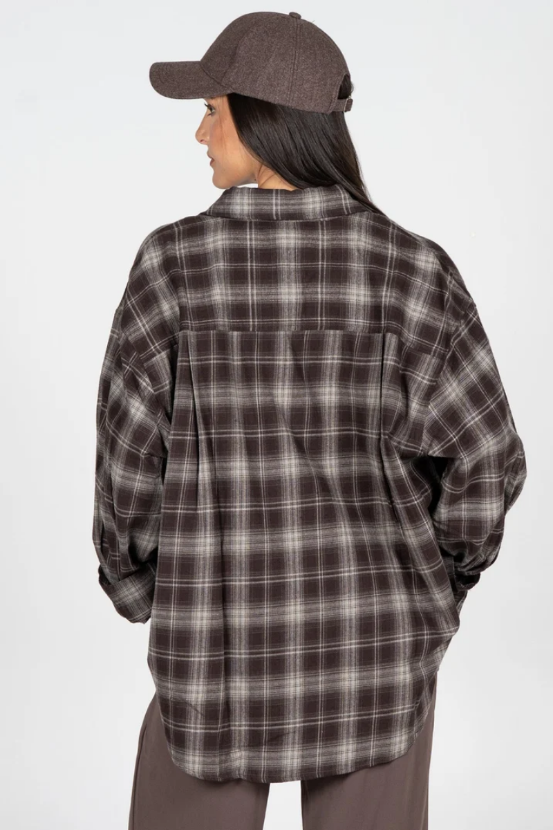 Plaid Flannel Shirt | Brown
