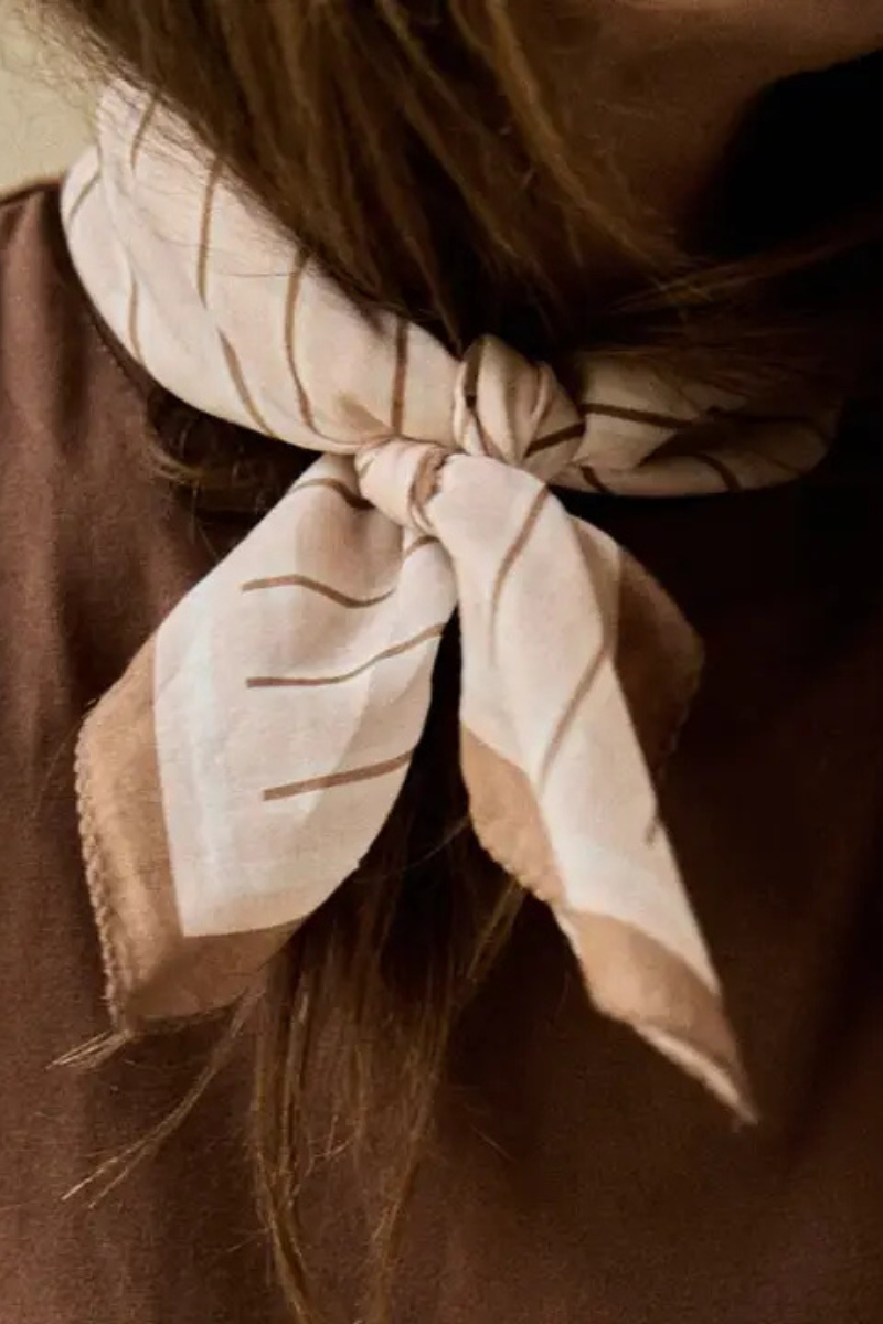Small Cotton Scarf | Cream Stripe