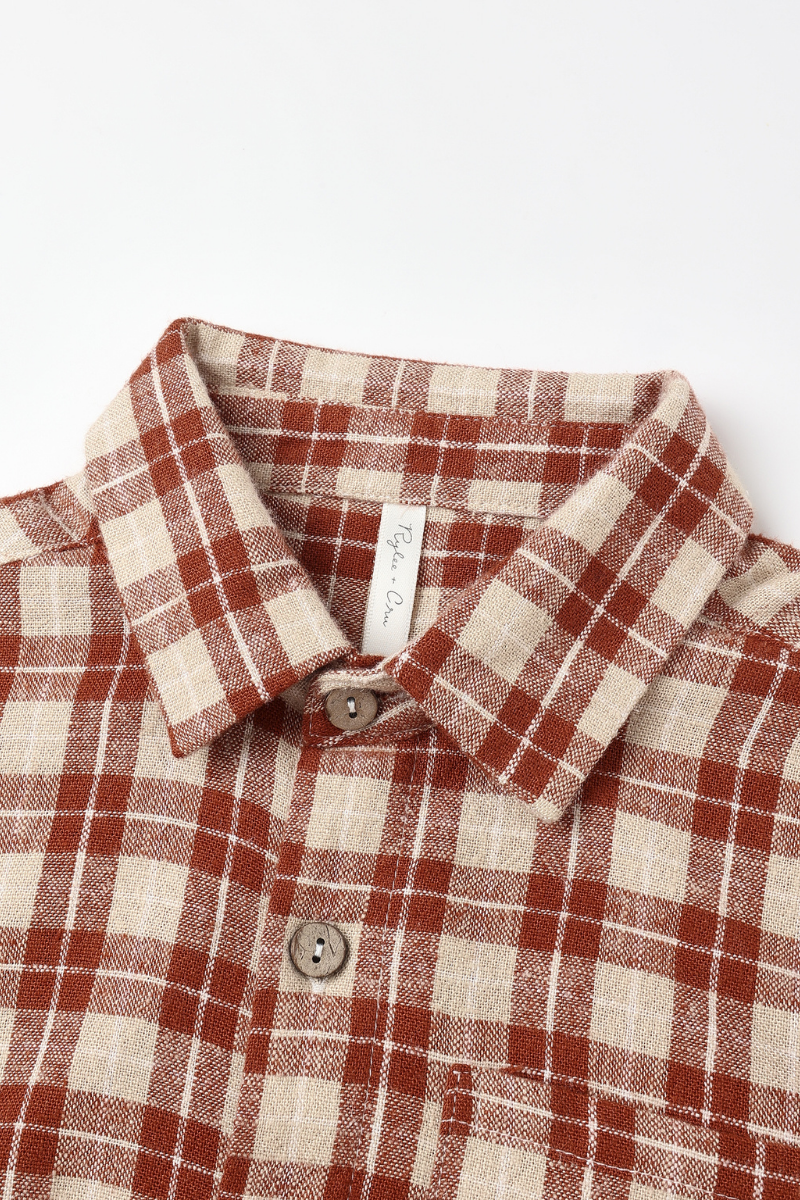 Collared Long Sleeve Shirt | Red Plaid