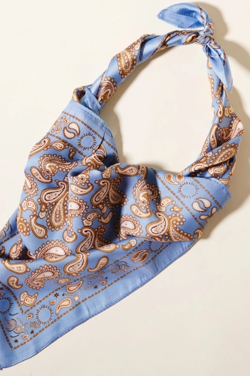 Silk Scarf | Blue Paisley