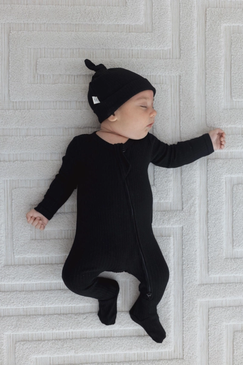 Ribbed Footie Sleeper | Black