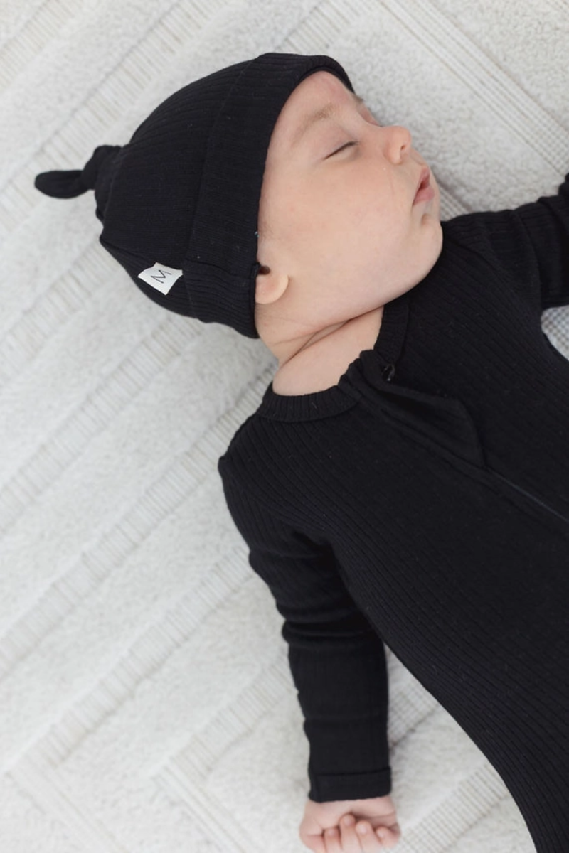 Ribbed Footie Sleeper | Black