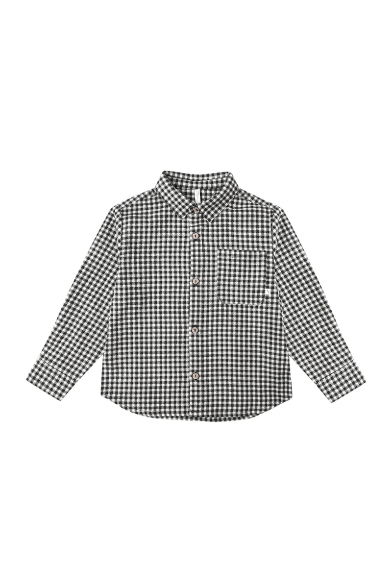 Collared Long Sleeve | Black Gingham