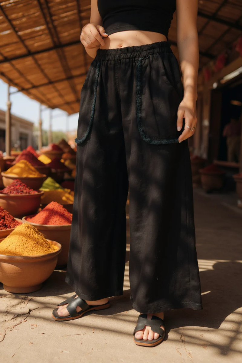 Linen Fray Pocket Pants
