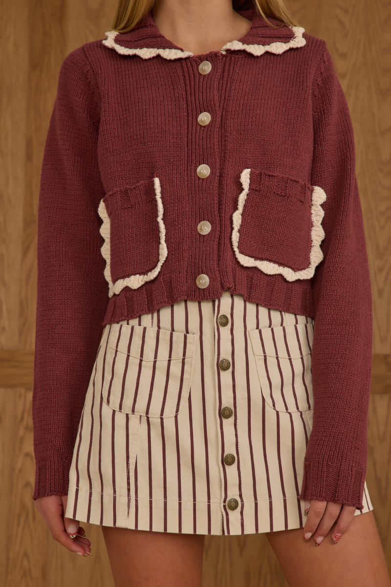 Collared Cardigan | Burgundy