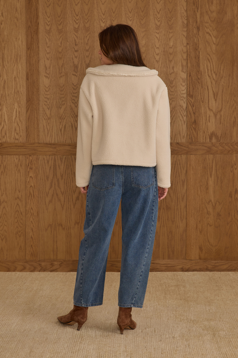 Shearling Collared Coat | Natural