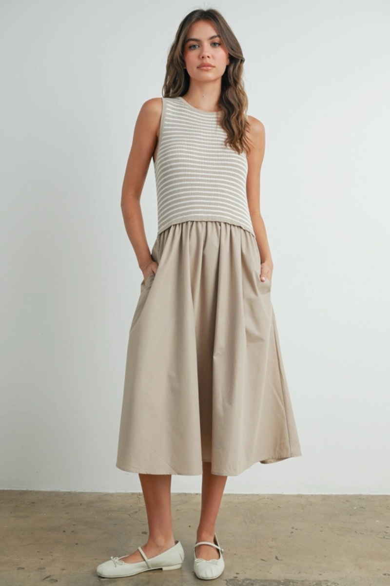 Striped Sleeveless Maxi Dress