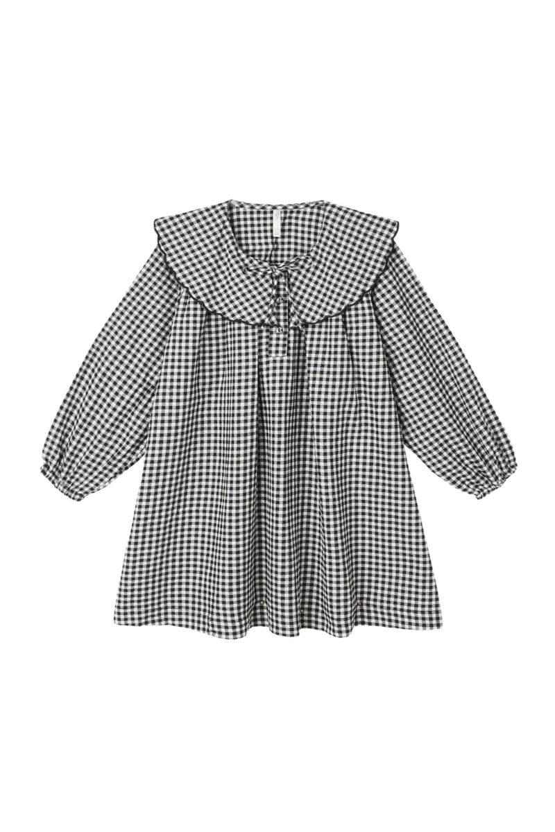 Girls Mini Dress | Black Gingham