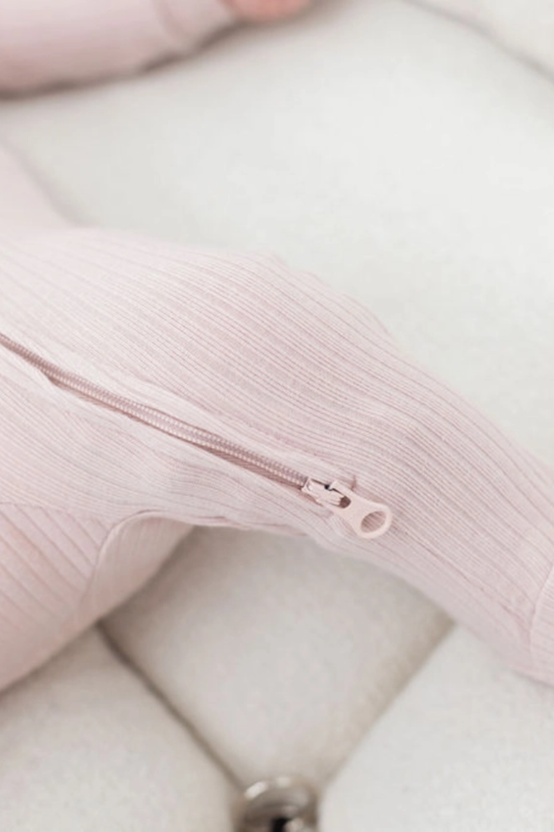 Ribbed Footie Sleeper | Blush