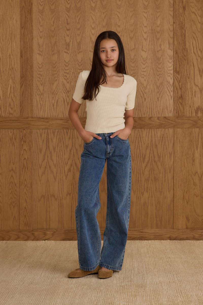Scalloped Tee | Natural Teen
