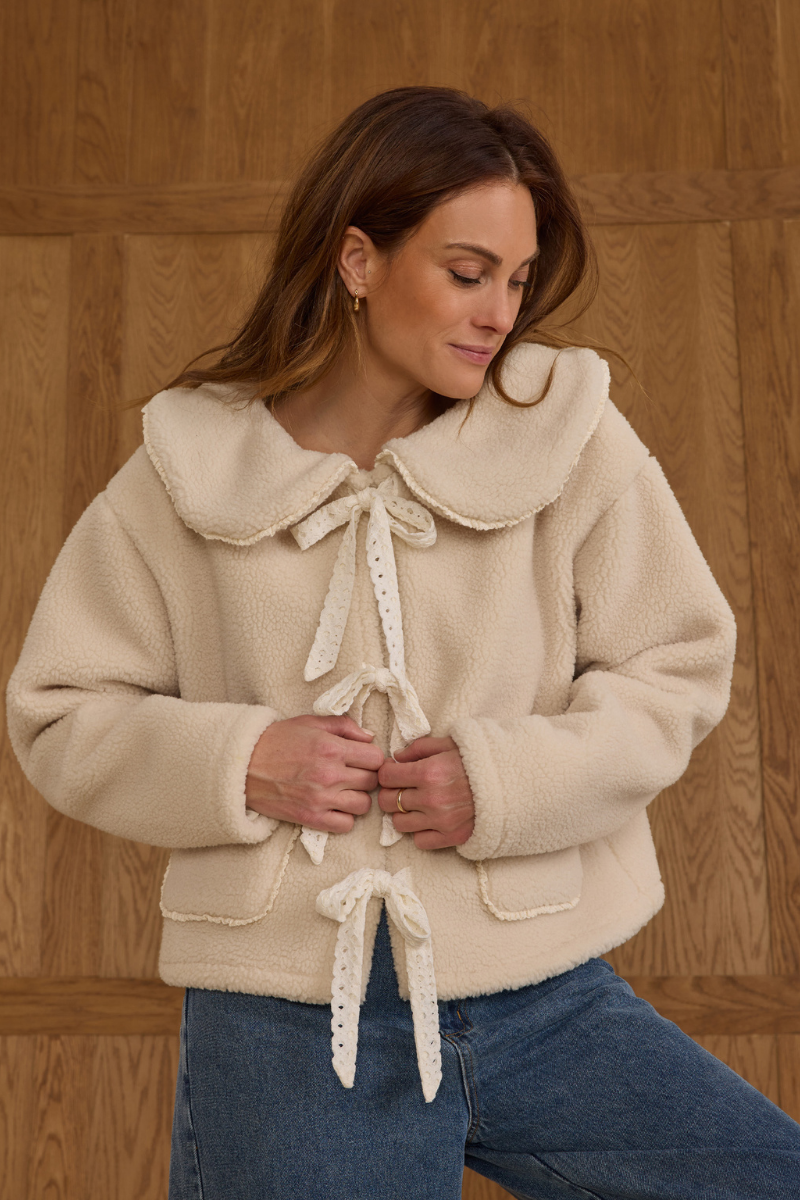Shearling Collared Coat | Natural