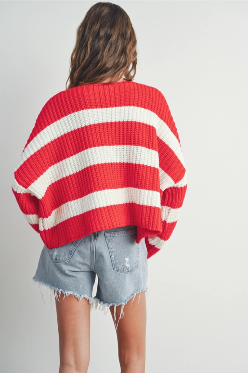 Stripe Cardigan | Red