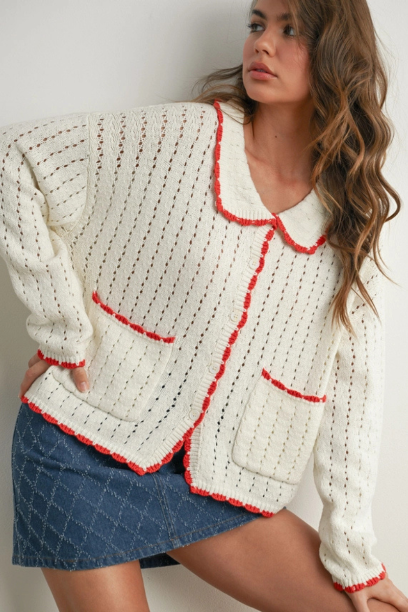 Contrast Trim Cardigan