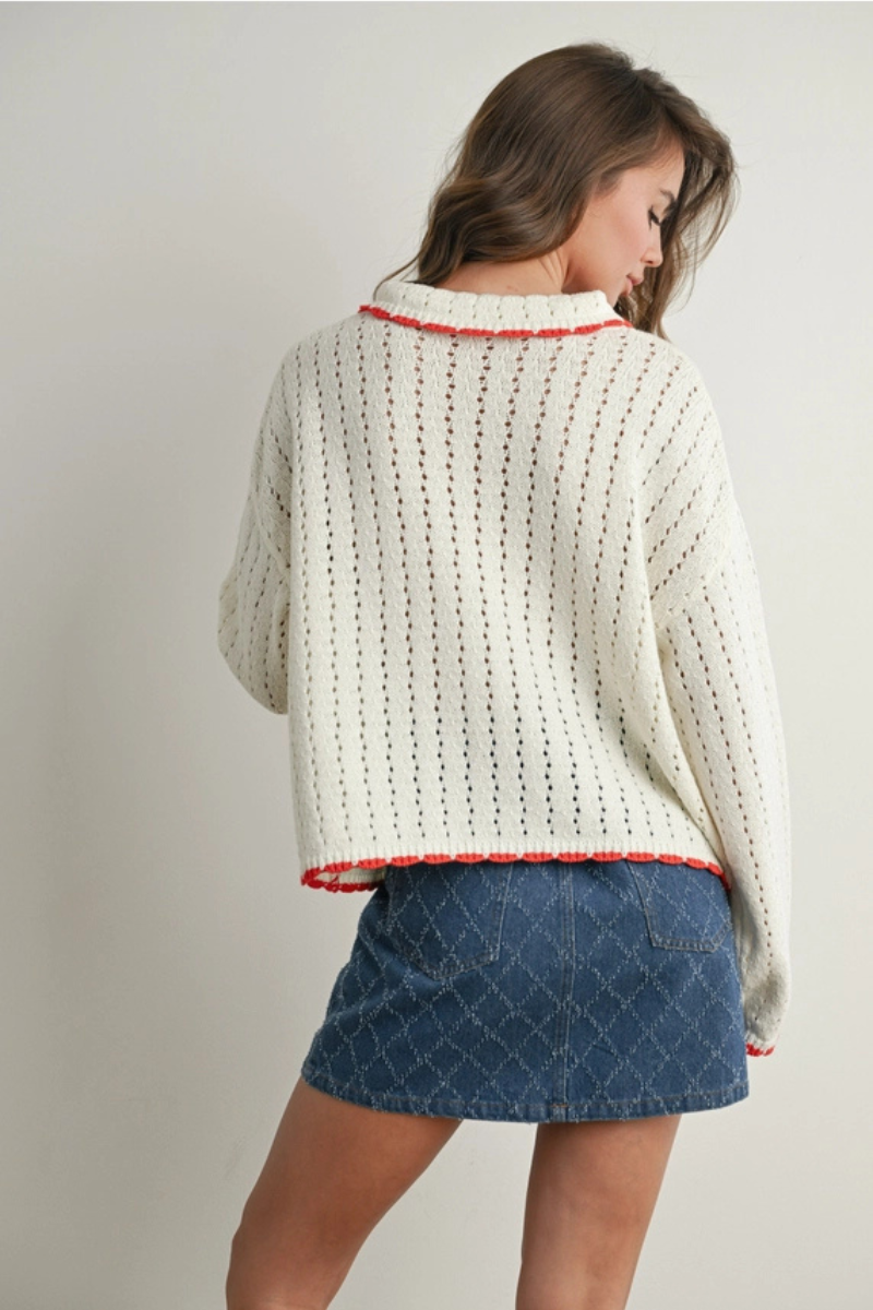 Contrast Trim Cardigan