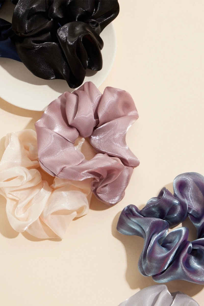 Satin Shimmer Scrunchie | Olive