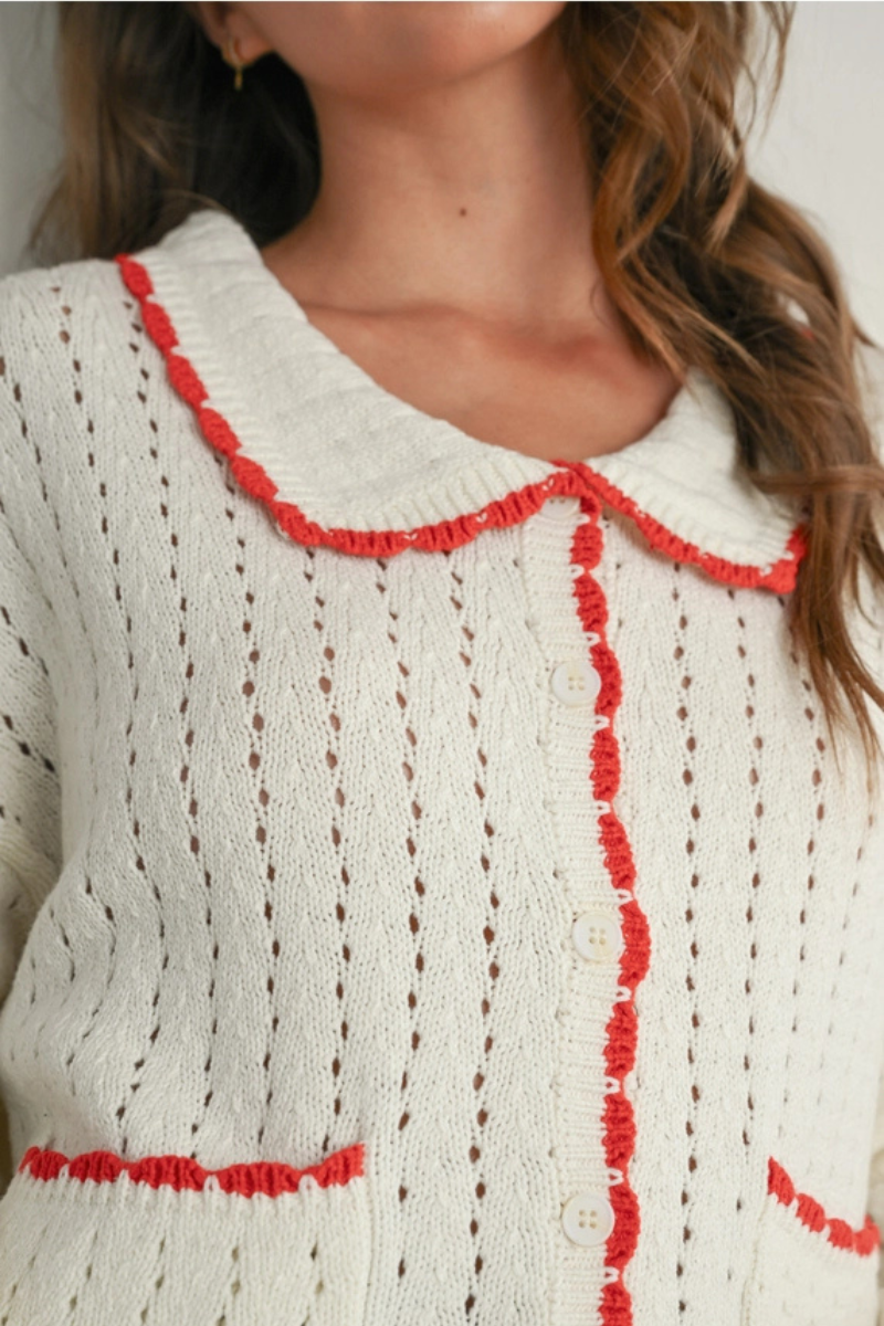 Contrast Trim Cardigan