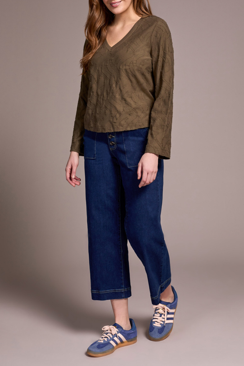 Textured V-neck Blouse