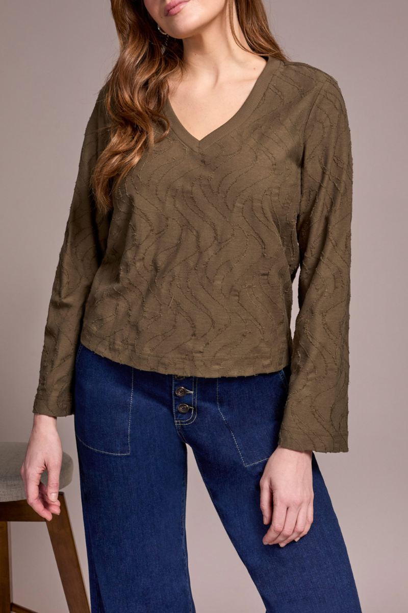 Textured V-neck Blouse