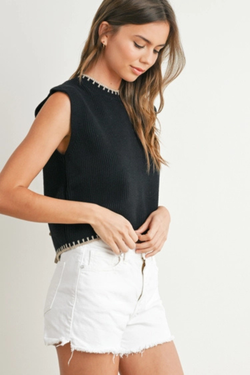 Tie-Back Vest Top | Black
