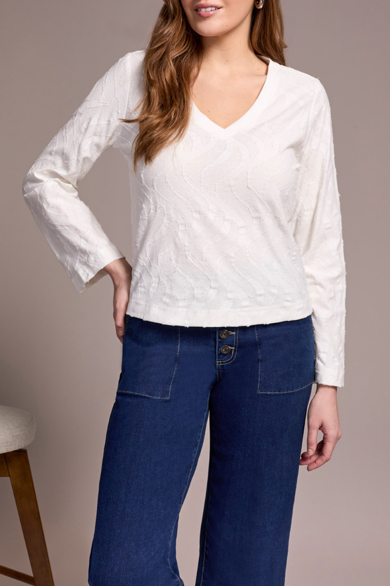 Textured V-neck Blouse