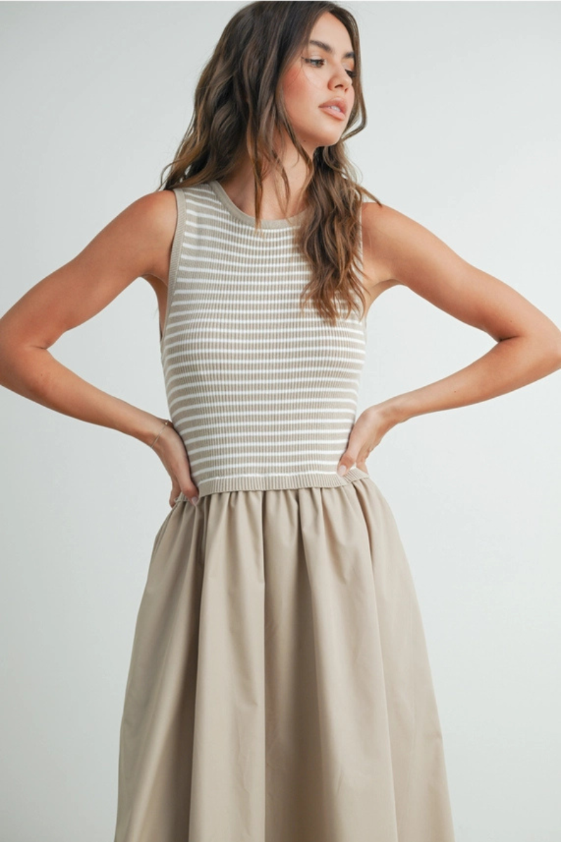 Striped Sleeveless Maxi Dress