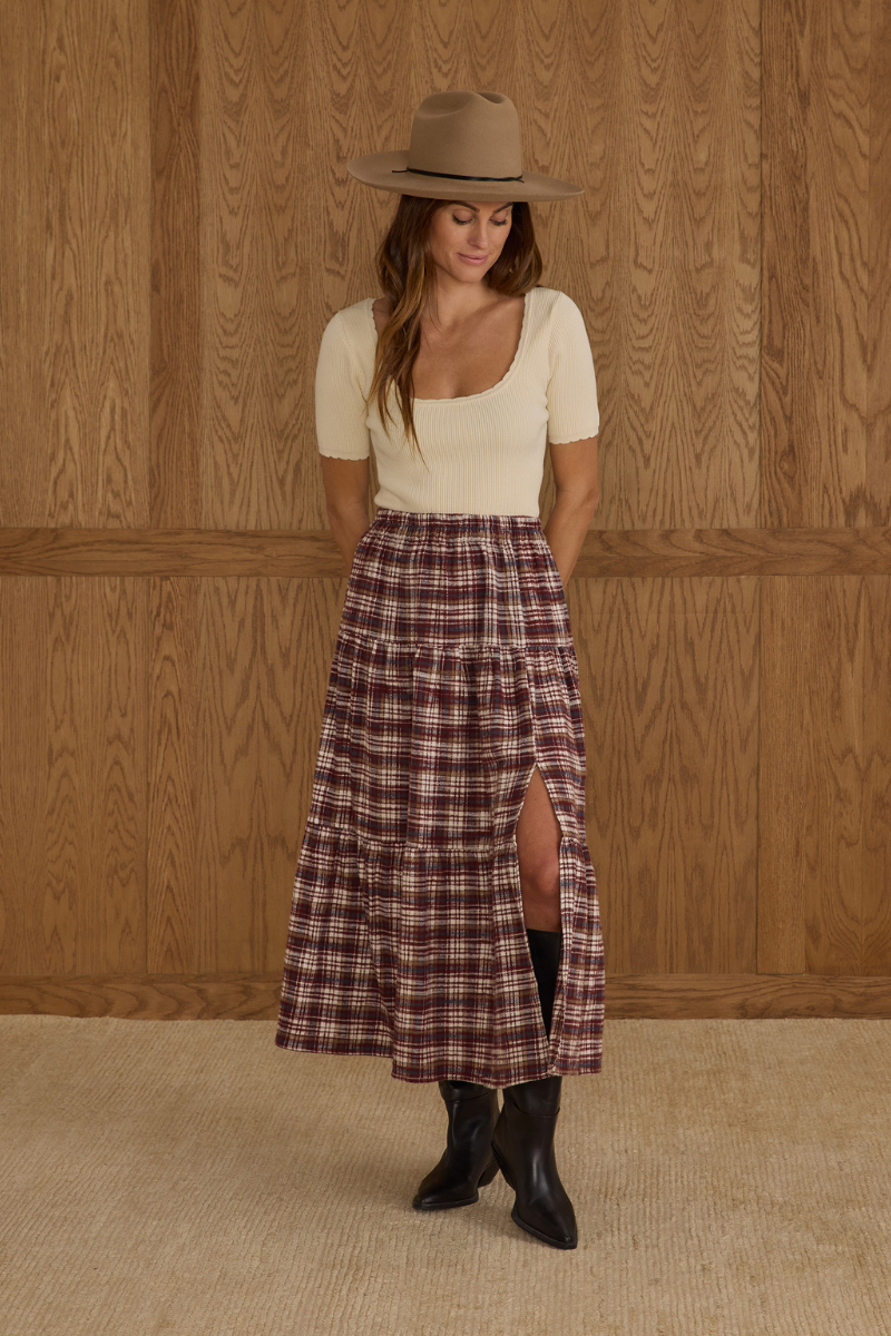 Tiered Skirt | Burgundy skirt