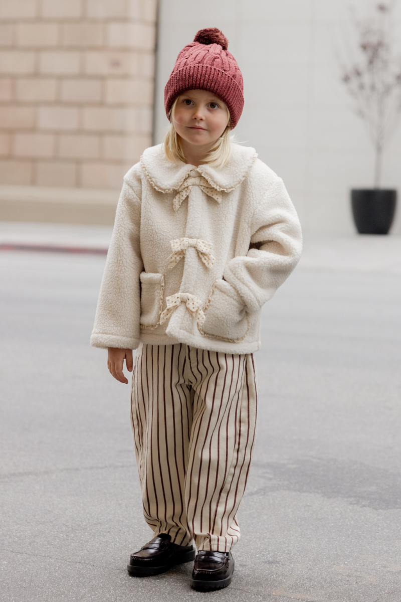 Shearling Collared Coat | Natural