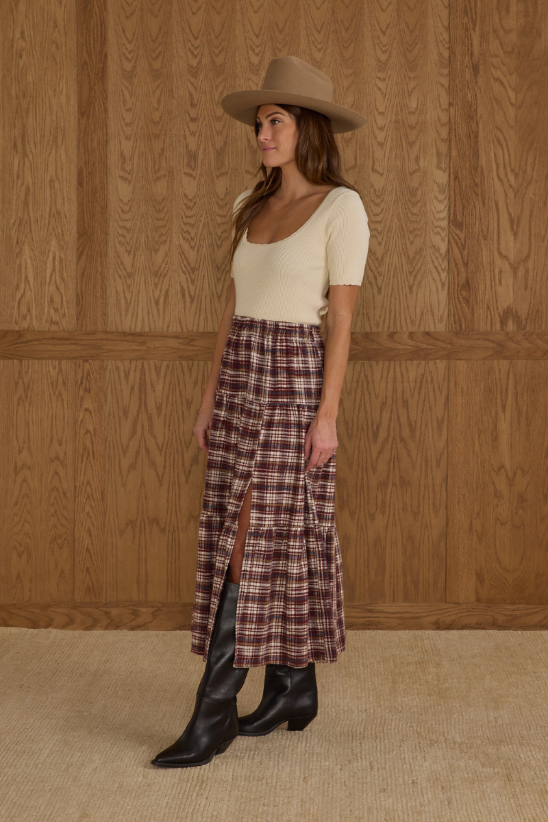 Tiered Skirt | Burgundy skirt