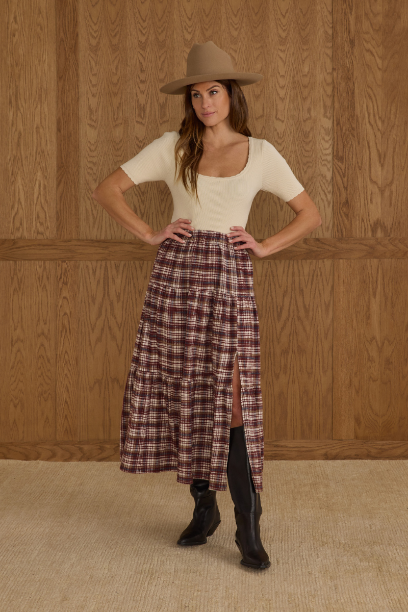 Tiered Skirt | Burgundy skirt
