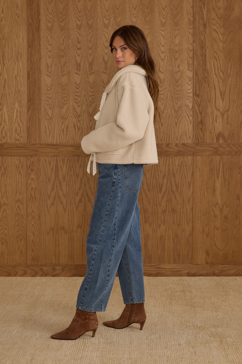 Shearling Collared Coat | Natural
