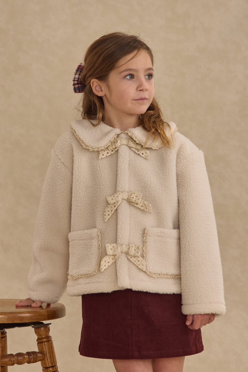 Shearling Collared Coat | Natural