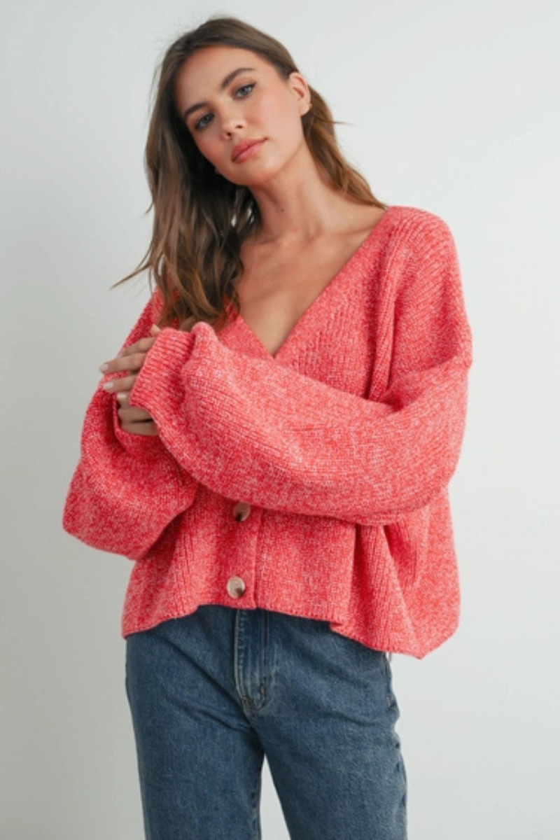 Buttoned V-Neck Cardigan