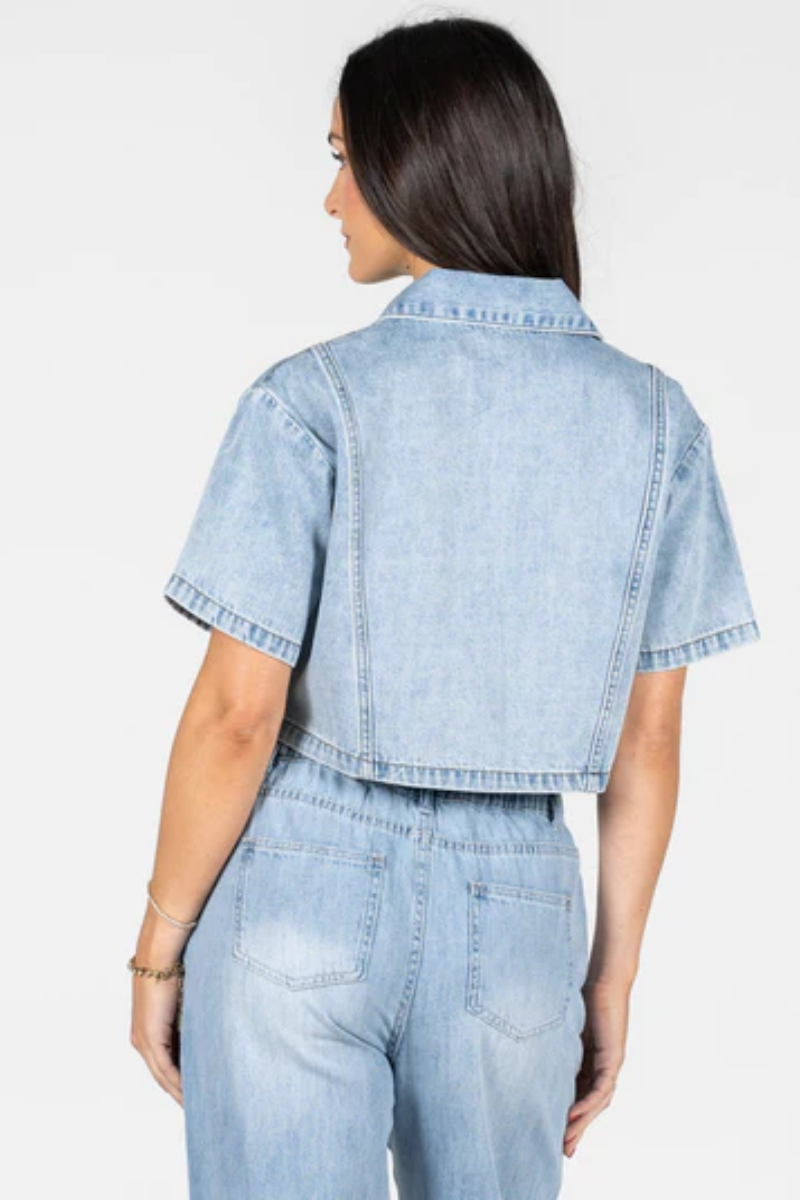 Crop Short Sleeve Denim Jacket