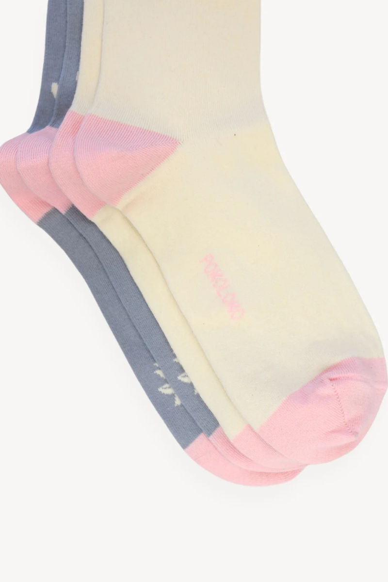 Lotus & Solid Pima Socks | P/2