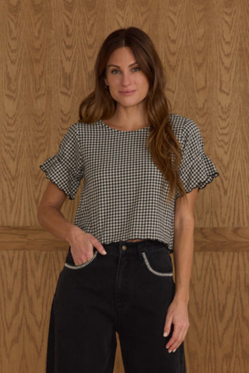 Francie Blouse | Black Gingham