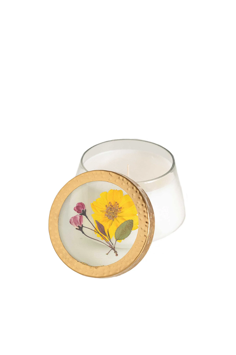 Medium Pressed Floral Candle