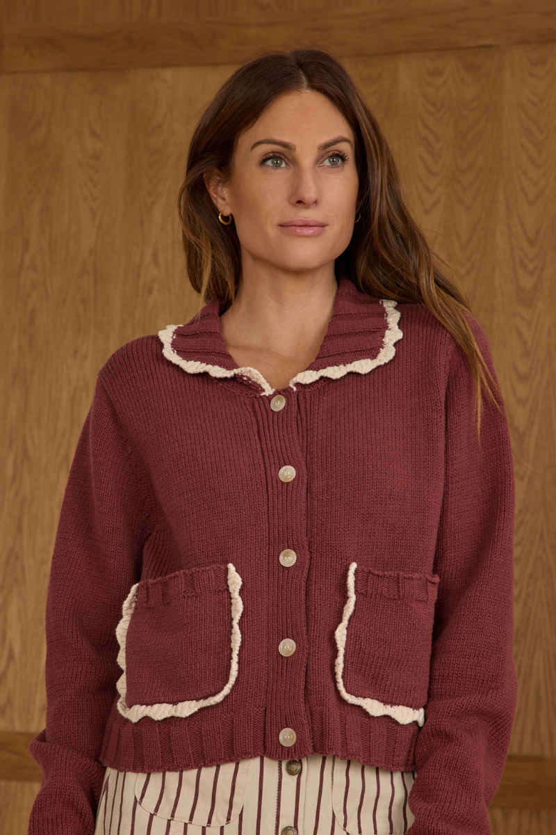 Collared Cardigan | Burgundy