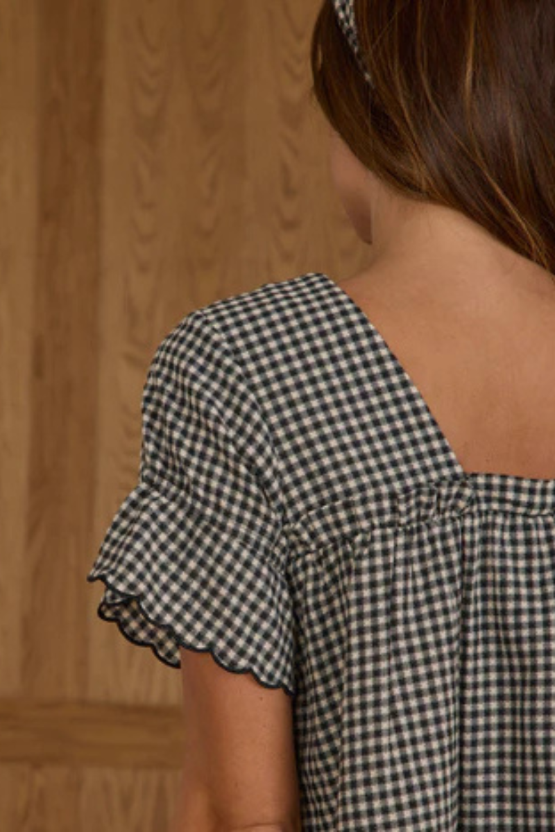 Francie Blouse | Black Gingham