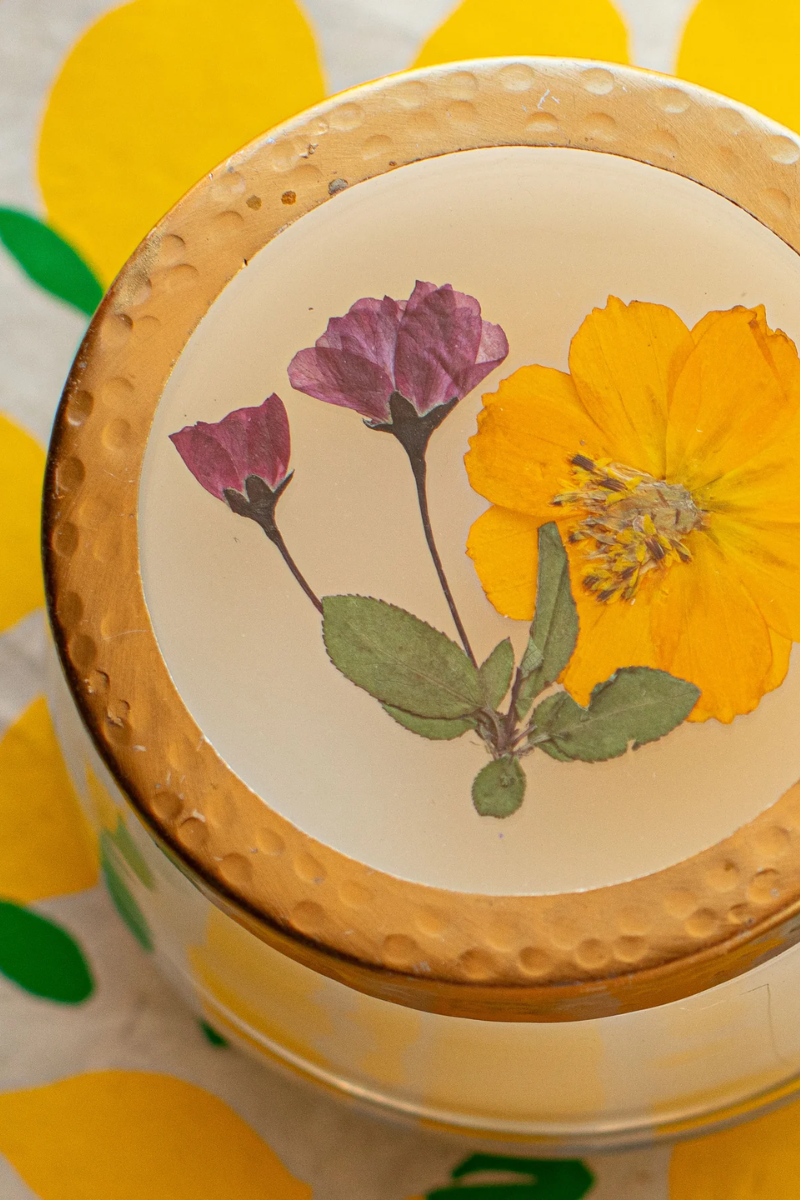 Medium Pressed Floral Candle