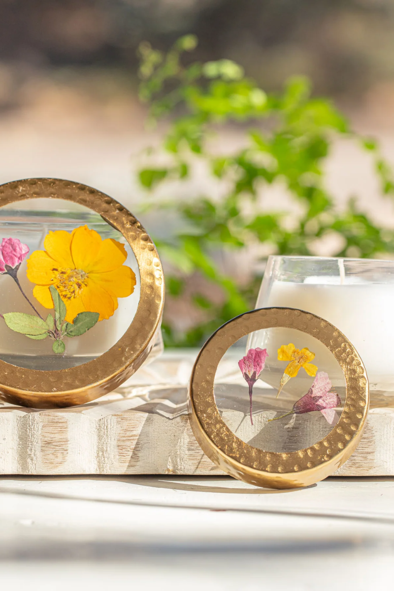 Medium Pressed Floral Candle