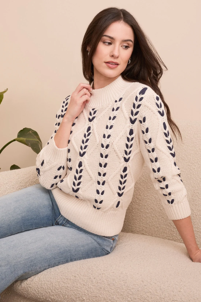 Cable Knit Mock Sweater