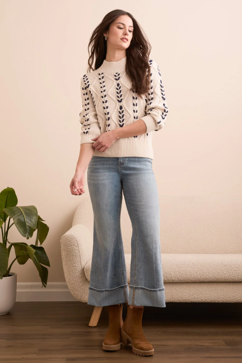 Cable Knit Mock Sweater
