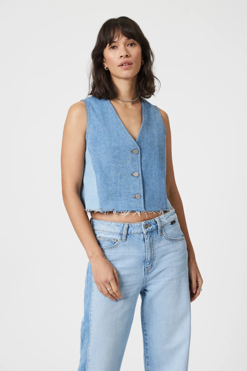 Blocking Denim Vest