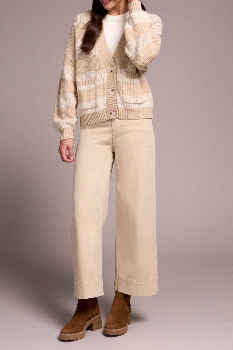 Two-Tone Buttoned Cardigan