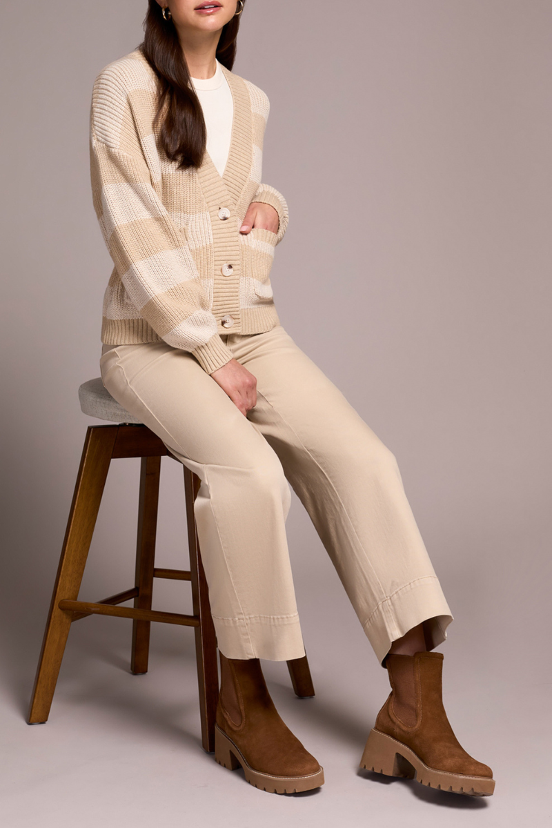 Two-Tone Buttoned Cardigan