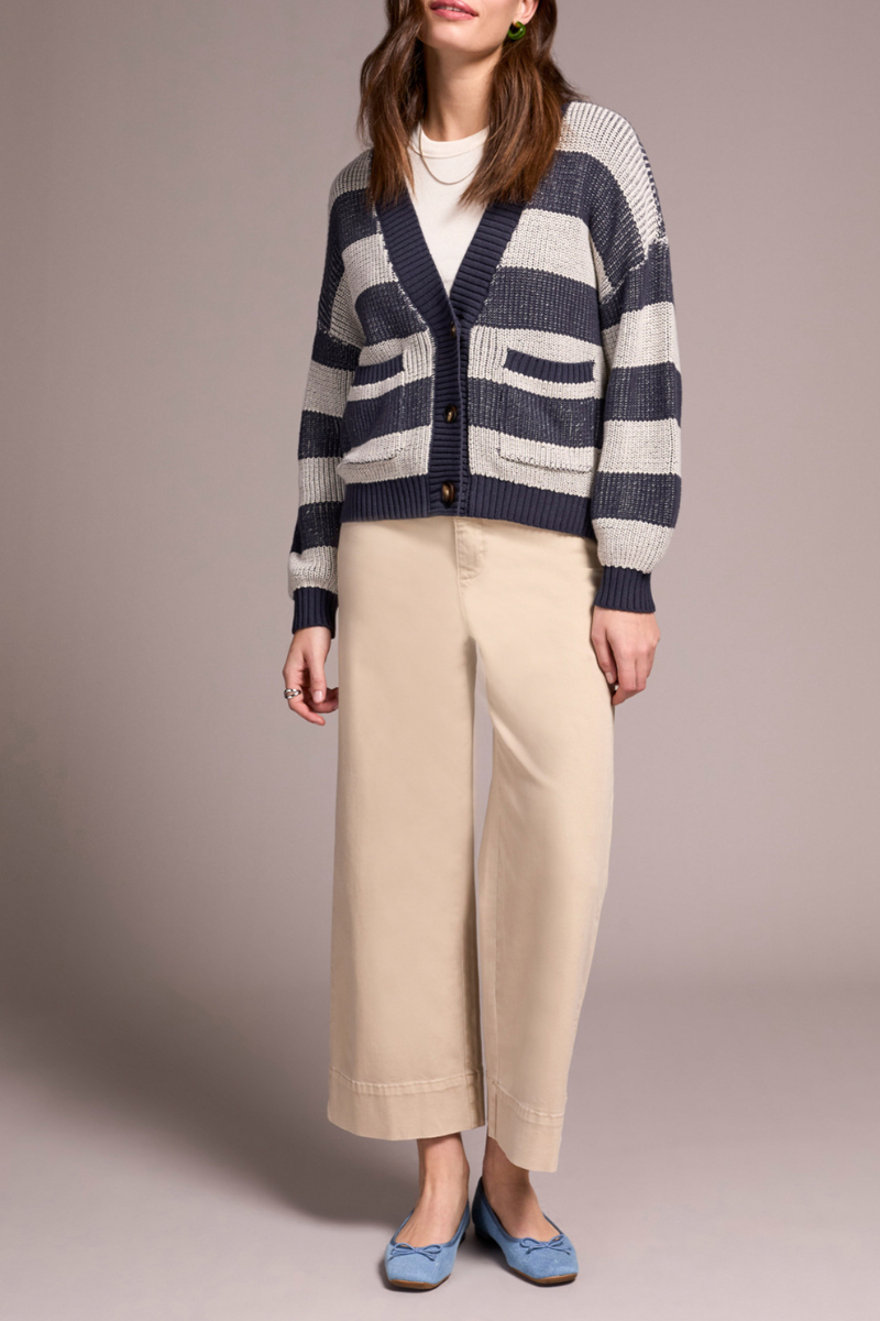 Two-Tone Buttoned Cardigan