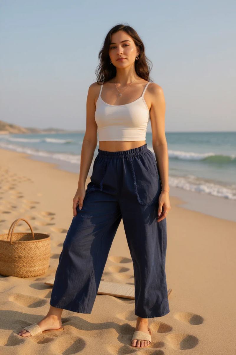 Linen Fray Pocket Pants