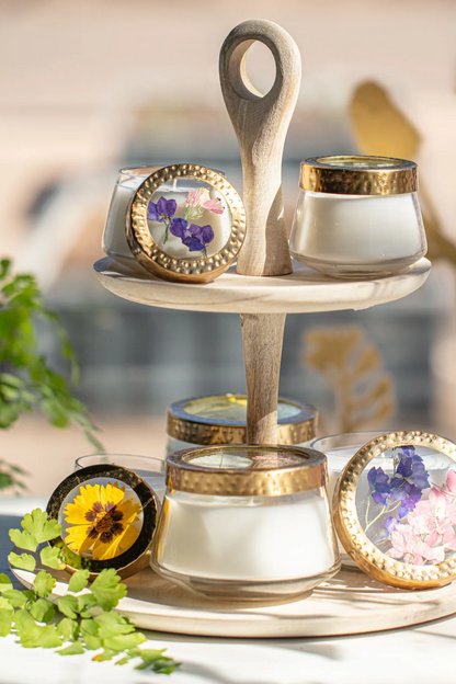 Medium Pressed Floral Candle