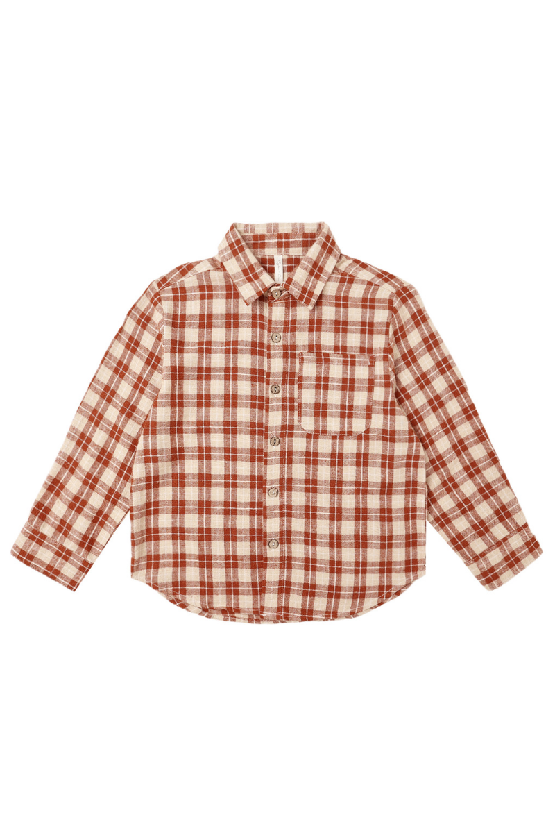Collared Long Sleeve Shirt | Red Plaid