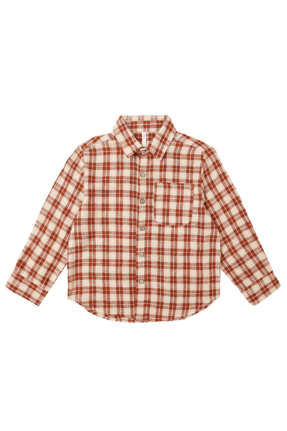 Collared Long Sleeve Shirt | Red Plaid
